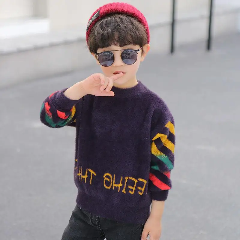 Boys Sweater Kids Outwear Tops Jackets 2024 Luxury Fleece Thicken Warm Winter Autumn Costume Teenage Children Clothing