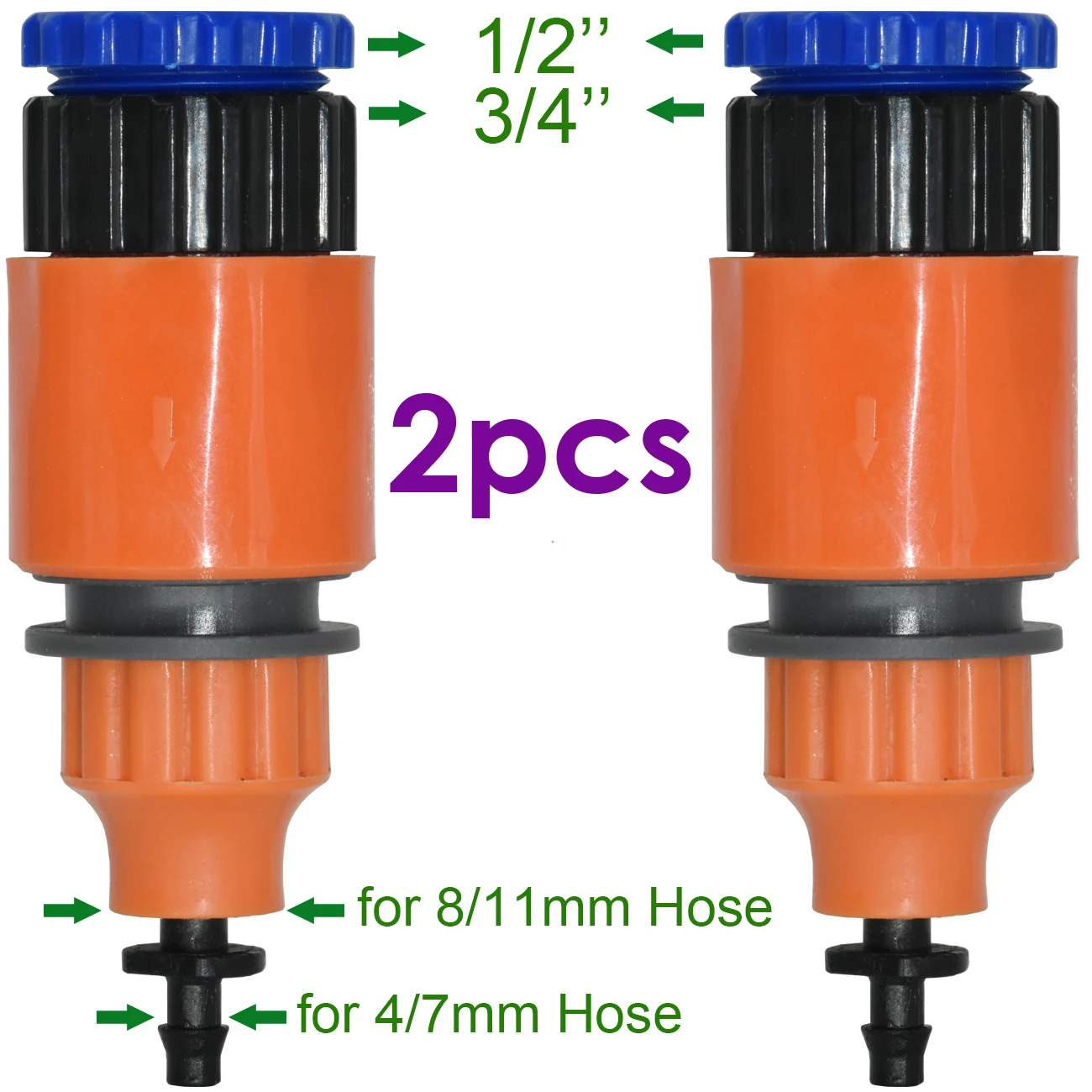 Sprcycle 2 sztuk Tap Adapter 1/4 \'\'3/8\'\' Barb podlewanie złącze szybkie złącze do 4/7mm 8/11mm nawadniania kropelkowego ogród cieplarnianych