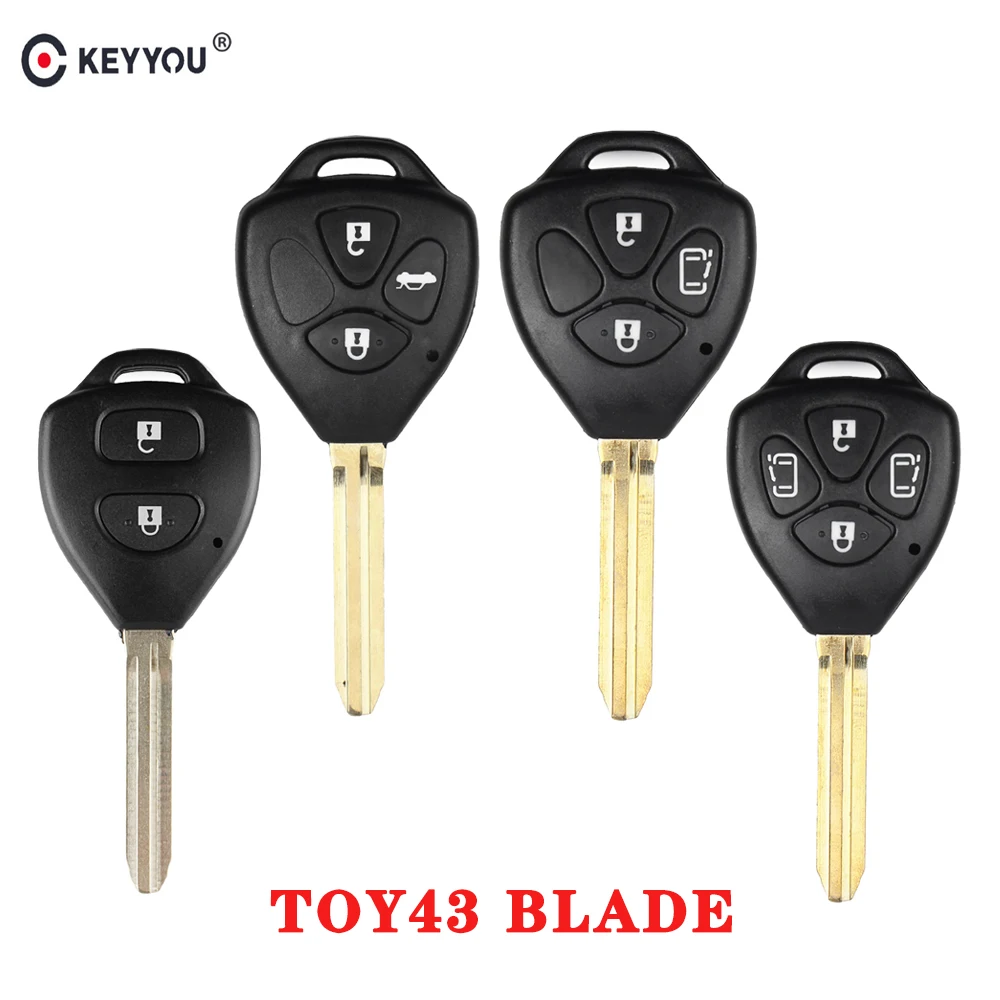 KEYYOU-funda de llave de coche remota, carcasa FOB de 2/3/4 botones para Toyota Camry RAV4 Yaris Prado Tarago Corolla REIZ Crown Avalon Venza