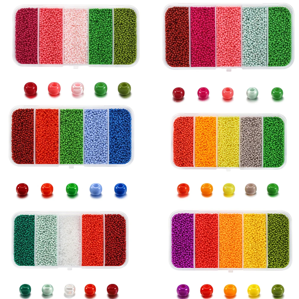 

9000Pcs2mm Mixed Box Set Czech Glass Seed Spacer Beads Charm Rondelle Loose Beads for DIY Bracelet Jewelry Making Supplies