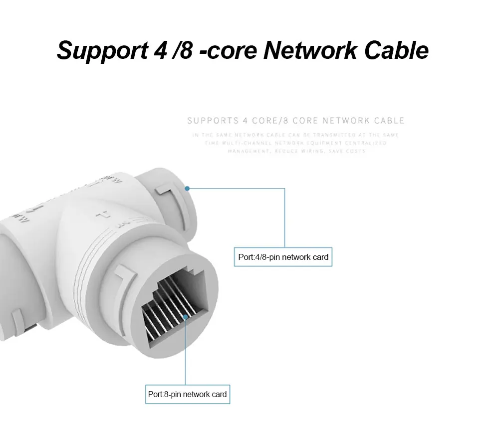 Divisor POE 2 en 1, Conector de cableado de red, conector RJ45 de tres vías para cámara IP HD, ACCESORIOS CCTV