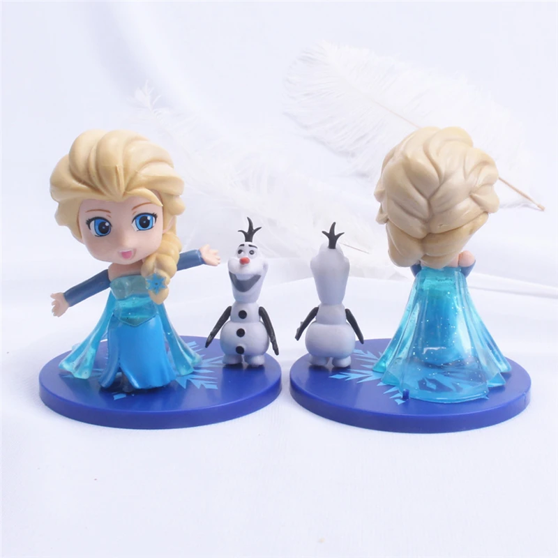 Disney Elsa Princess Figures  Frozen Olaf PVC Birthday Cake Ornament Model Collection Figurine Toys for Kids Christmas gift