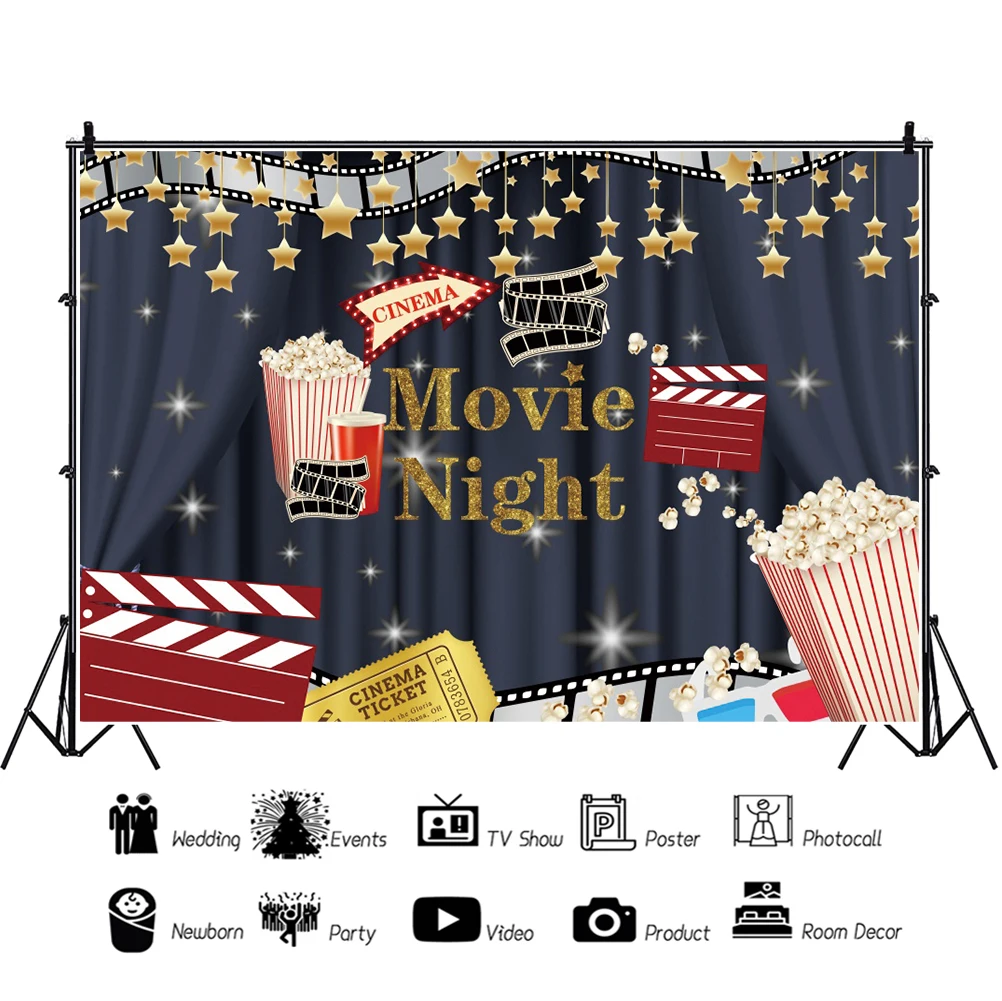Laeacco فيلم ليلة صور خلفية الفشار شرب الشريط ديكور غرفة عيد ميلاد مخصص التصوير خلفية الصورة لاستوديو الصور