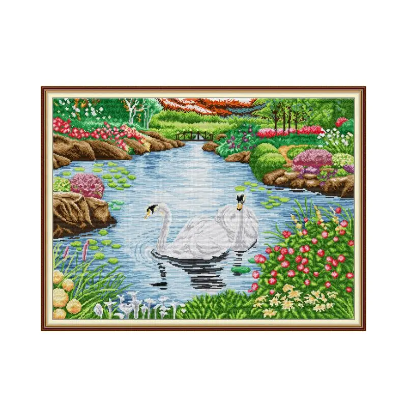 

Swan lake 3 cross stitch kit aida 14ct 11ct count printed canvas stitches embroidery DIY handmade needlework