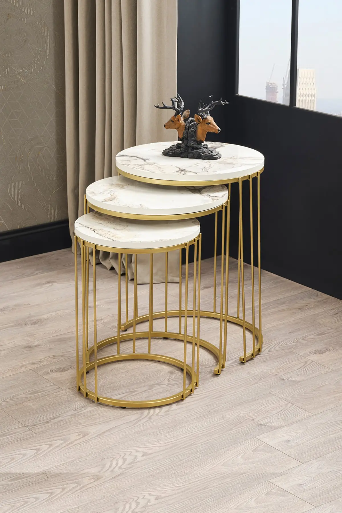 Venus Metal Toe Gold Marble Pattern Zigon Coffee Table