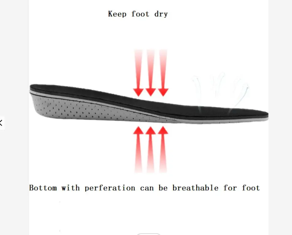 EVA Invisible Height Increase Insert Shoes Insoles for Men Women Arch Support Shoe Lift Taller Pads Soles Elevator Memory Foam