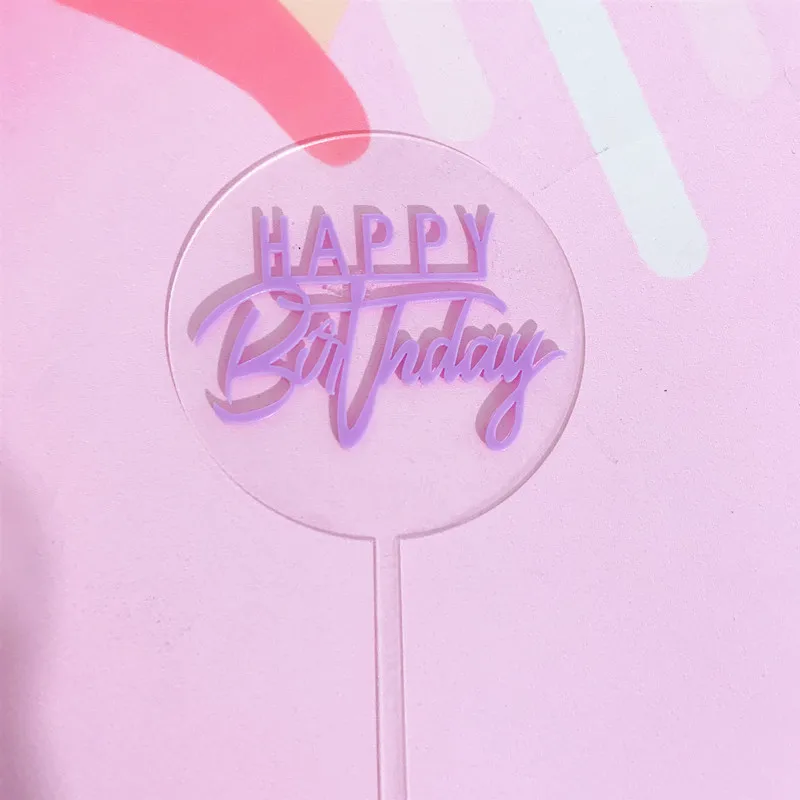New Transparent Birthday Cake Topper Baking Dessert Cupcake decorations happy birthday party  Baby Shower Cake Top Flag Supplies