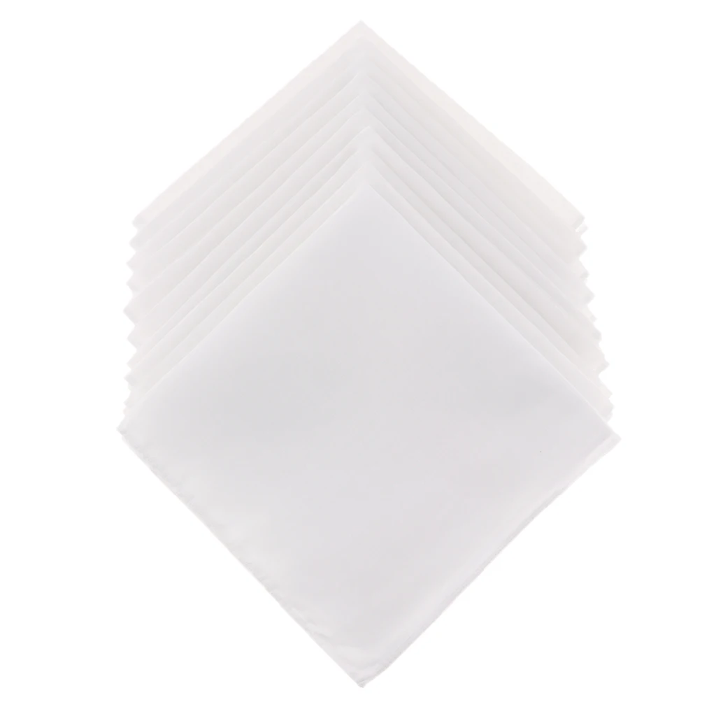 10pcs Pure   Cotton White Handkerchiefs Women Men Hanky Hankies Kerchiefs