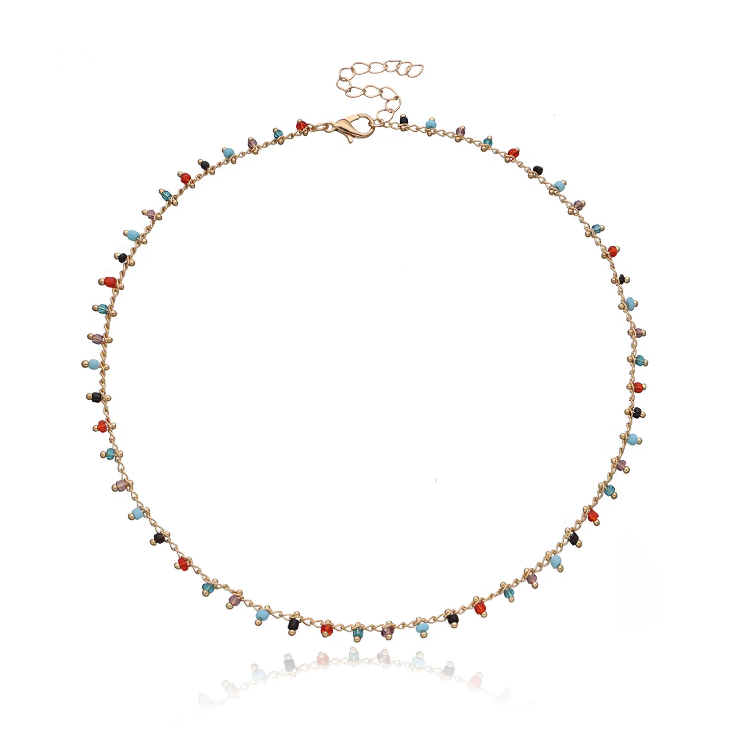 Böhmische bunte Acryl-Kristallperlen-Quasten-Choker-Halskette, einfacher Trend, handgemachte Perlenkette für Frauen, Geschenk-Schmuck. – Detail 4