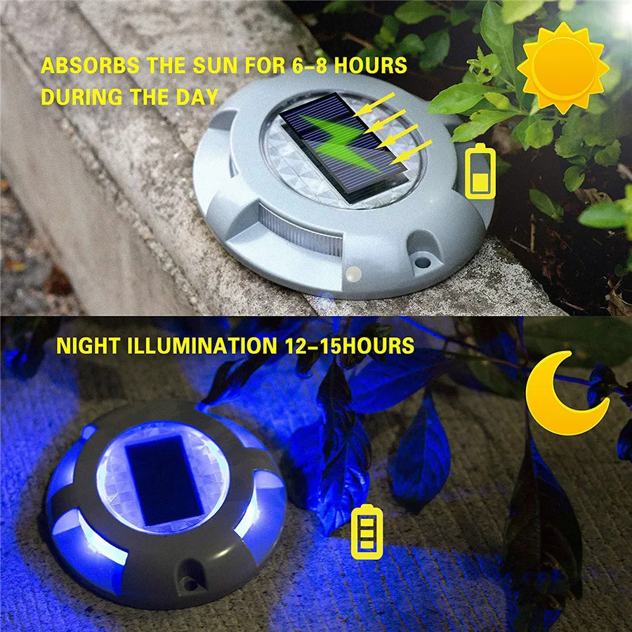 4LED Solar Oprit Path Zonne Grond Licht Outdoor Aluminium Led Dock Step Road Waarschuwing Deck Licht Voor Lake Boot platte