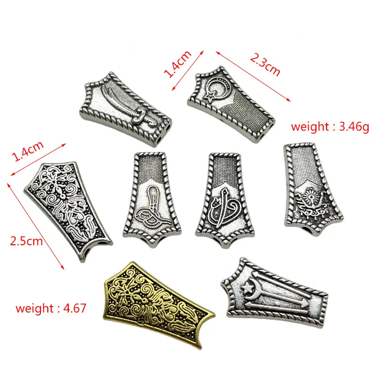 5pcs Charm Double Hole Carved Antique Silver Shield Shape Connector For Jewelry Making DIY Handmade Rosary Necklace Accessories