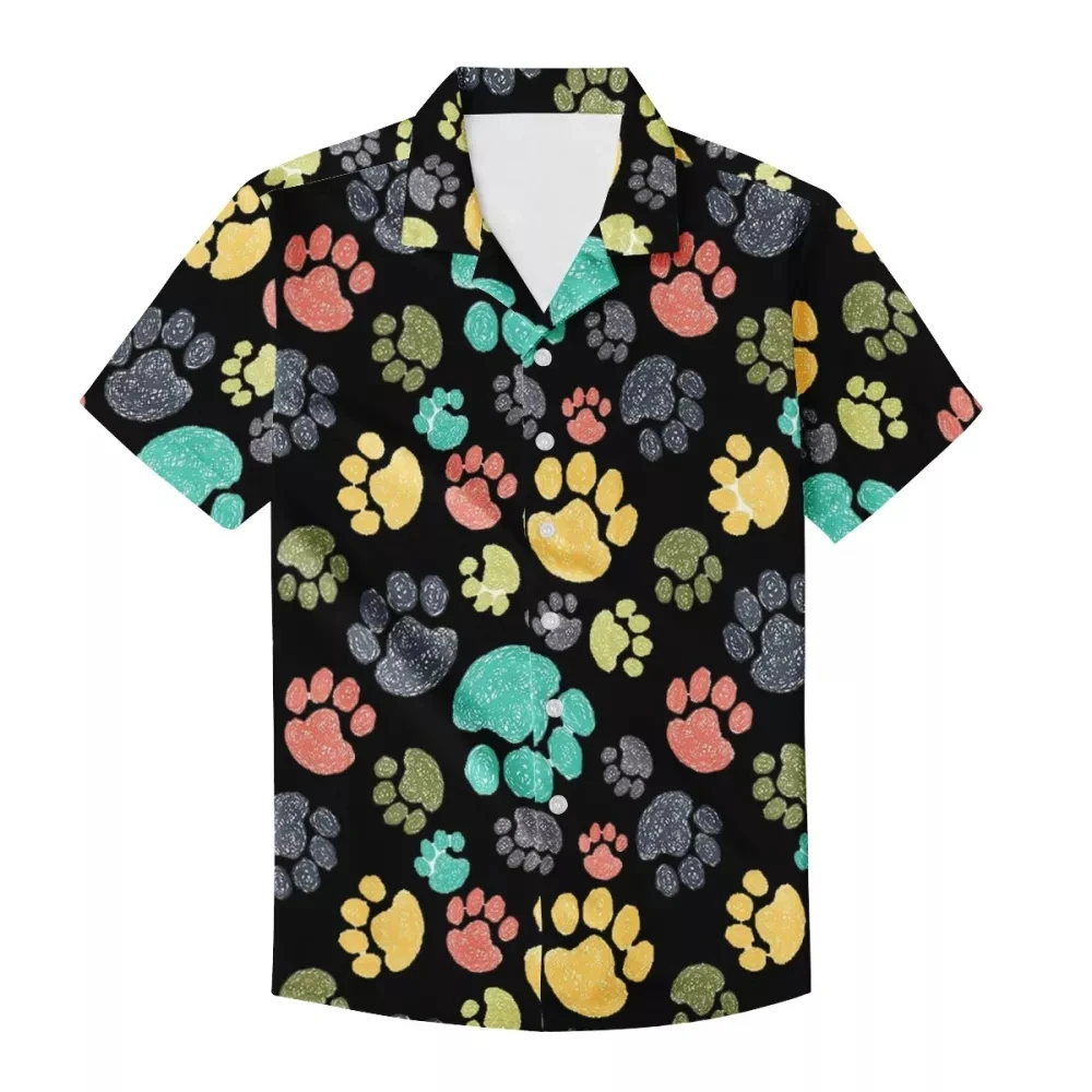 

HYCOOL Men's Colorful Dog Paw Print Shirts Casual Beach Clothing Summer Shirts New 2023