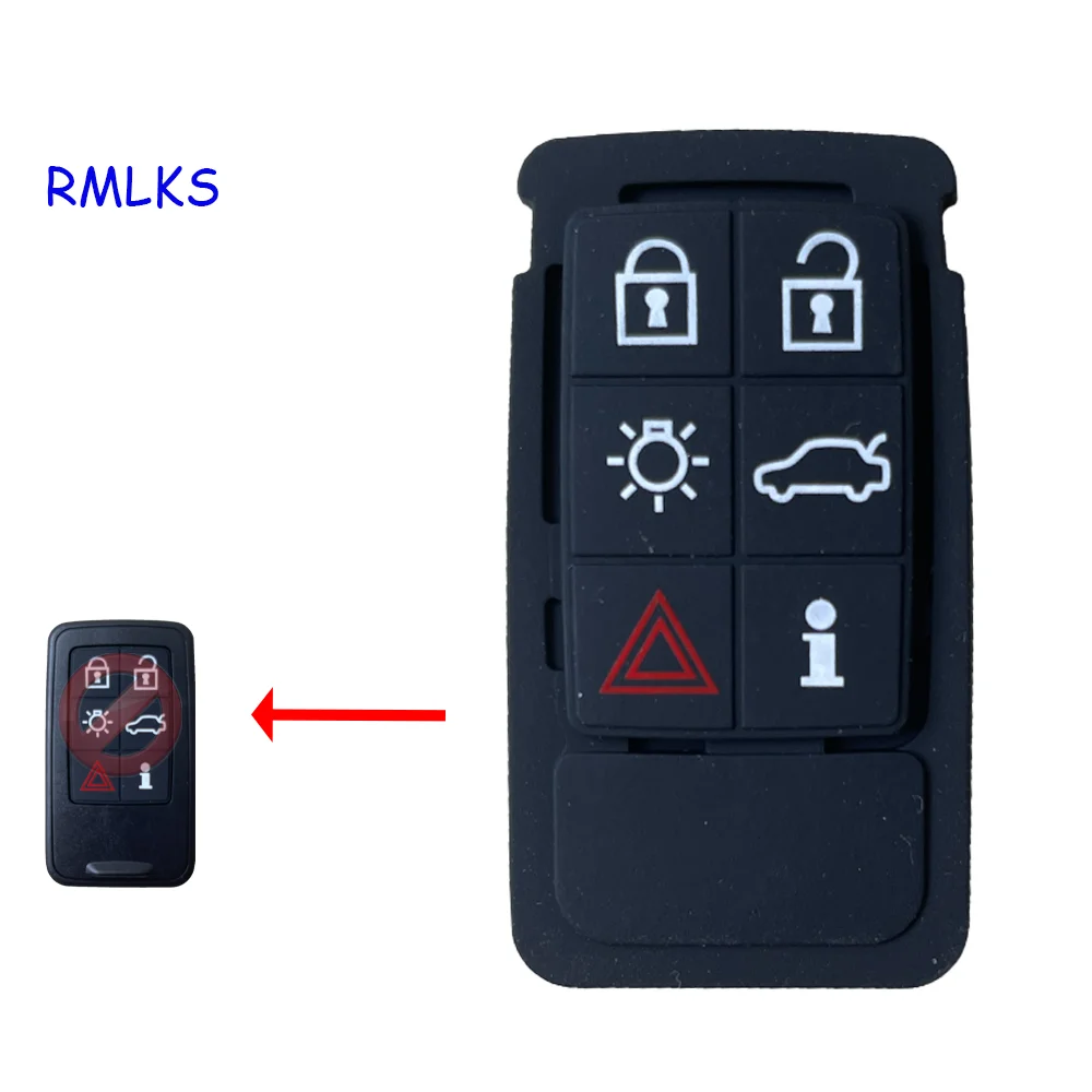 5 6 Buttons Remote Key Rubber Pad Replacement FOB For Volvo S60 S80 XC70 XC90 Black Rubber Mat Remote Key FOB Silicone Case