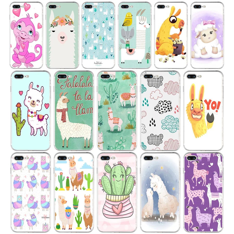 317FG  Cute Llama Alpaca Animals Cartoon Soft TPU Silicone Cover Case For Apple iPhone5 5s se 6 6s 7 8 plus x xr xs max