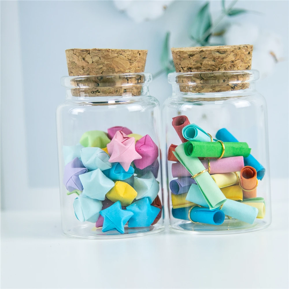 6Pcs 80ml Craft Jars Mini Hyaline Glass Container with Corks Creative Handicraft Reusable Cosmetics Vial Gifts Bottles