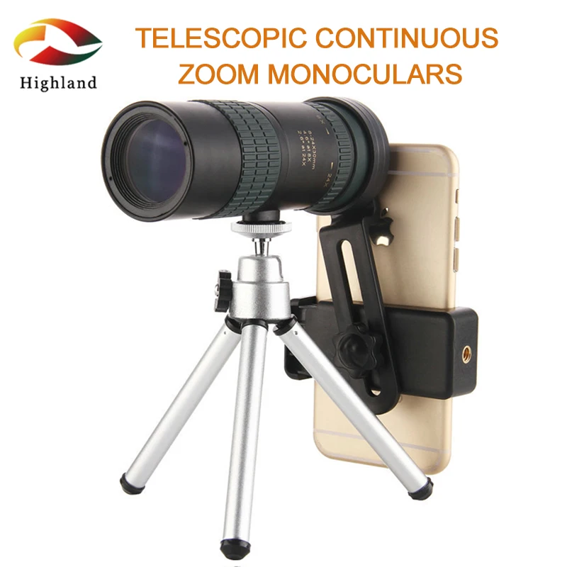 

8-24X30 Telescopic Continuous Zoom Monocular Tripod Universal Clamp Fully Multi-coated BAK4 Prism Birdwatching Hunting Lookouts