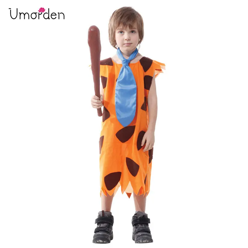 Umorden Kids Children Primitive Savages Cosplay Stone Age Boys Costume Halloween Carnival Fred Flintstone Costumes Party Dress