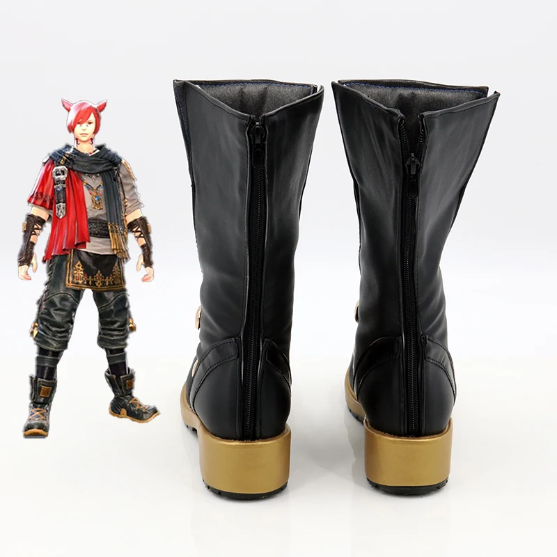 Final Fantasy G'raha Tia Naha – chaussures de Cosplay pour hommes et garçons, bottes de carnaval d'halloween