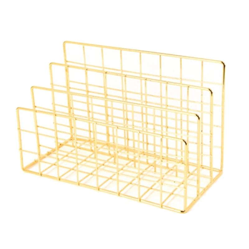 Wrought Iron Grid Desktop Letter File Holder Office Desk Organizer File Sorter