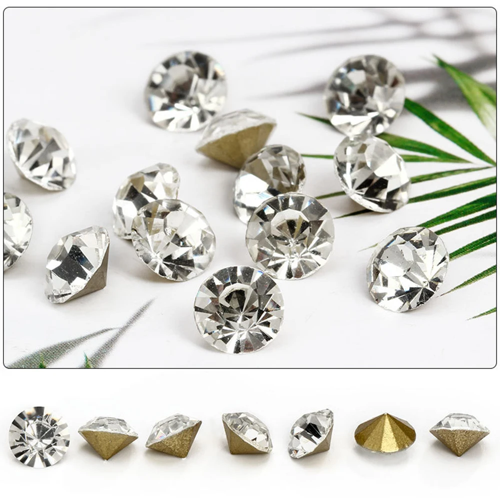 Shiny Klar Tschechische Kristall Strass Kegel Runden Spitzen Vereitelt Zurück Glas Strass Stein DIY Nail art Edelstein Schmuck Zubehör