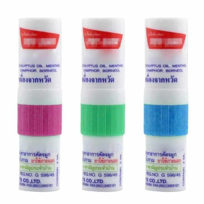 1Pcs Random Original Thailand Herbal Nasal Inhaler Mint Anti Fatigue Refresh Brain Stick Stuffy Nose Rhinitis Nasal Aspirator