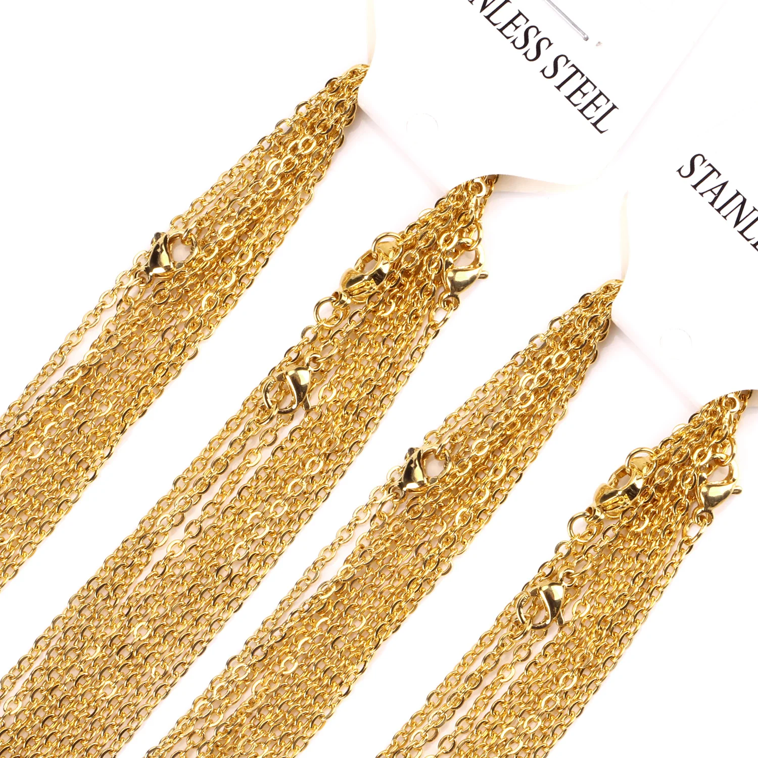 LUXUSTEEL 10 Teile/los Edelstahl Ketten 2mm/1mm O Form Rolo Link Kubanischen Lange Halskette Für Frauen Anhänger DIY Schmuck Großhandel