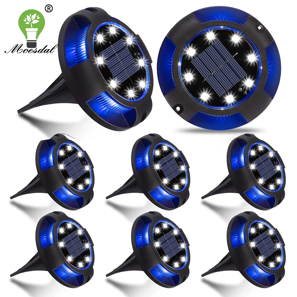 Solar Ground Light 12LED Disc Light Lawn Light Outdoor Waterproof In-Ground Lights Suitable for Garden Lawn Path Walkway Deck