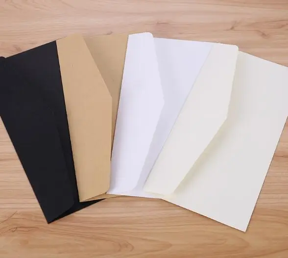 200pcs 22*11cm kraft white black paper Envelope Message Card Letter Stationary Storage Paper Gift