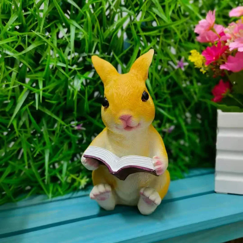 

Outdoor Cute Cartoon Reading Bunny Frog Resin Miniatures Garden Courtyard Table Ornaments Crafts Park Lawn Sculpture Decoration