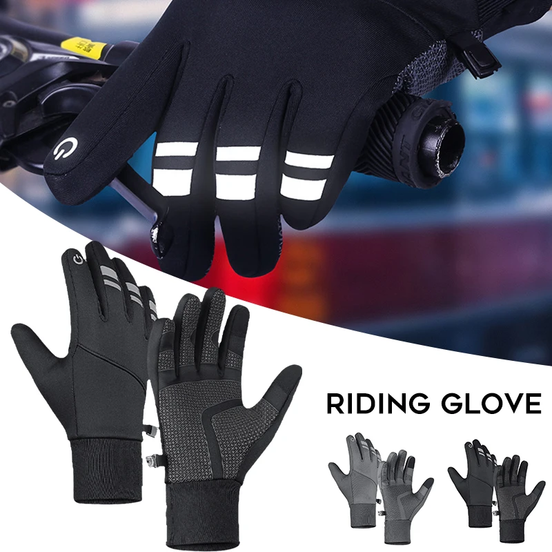 Winter Cycling Gloves Waterproof Thermal Gloves with Touch Screen Function Liner Windproof Anti-Slip Shock-Absorbing d88