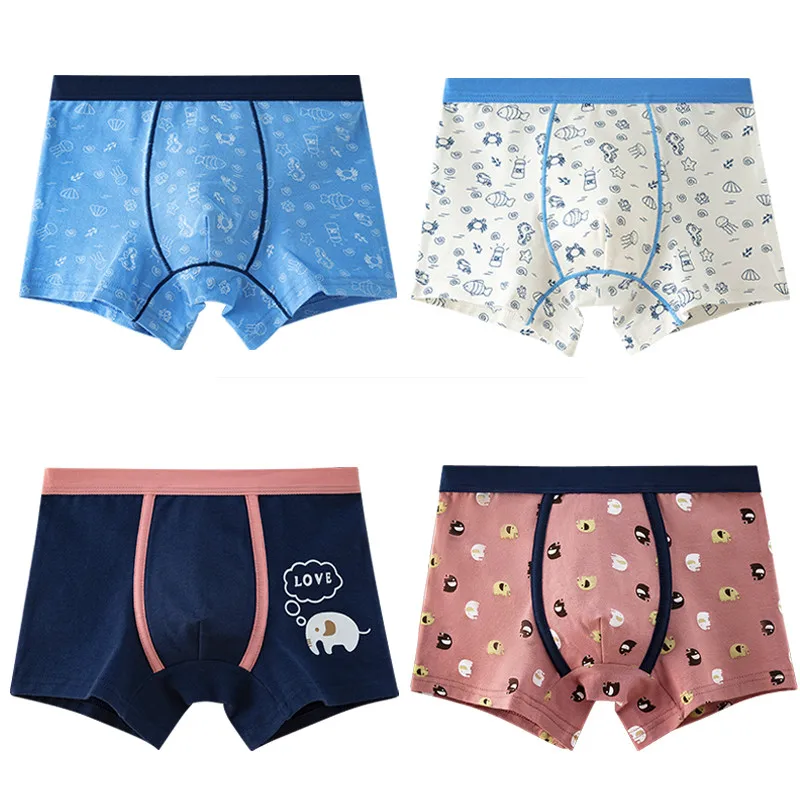 2-14yrs Elephant Cartoon Boy Underwear Boxer Graphic Boy Cotton Panties Child Clothes for 3 4 6 8 10 12 14 Years Old Oku203019