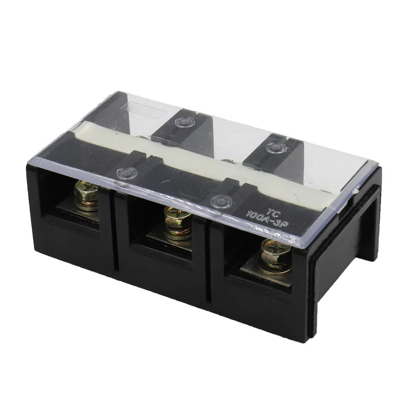 TC-602 603 604 605 Terminal Block Row TC Series 60A 600V 4P Connection Lug Plate Fixed Terminal Covered Screw Barrier Strip