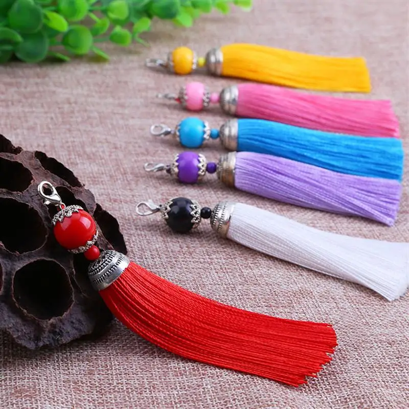 5pcs/lot Silk Tassel Fringe brush Sling Tassels Trim with beads buckle for Curtains jewelry Accessories DIY Handmade Wedding