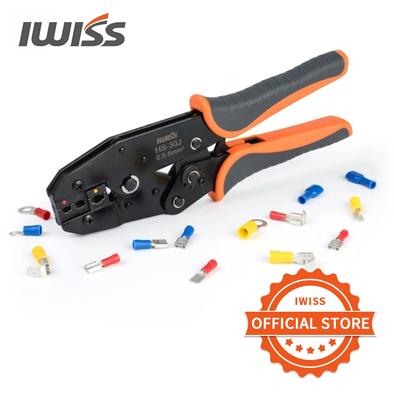 IWISS HS-30J Crimping Tools Pliers for 22-10 AWG 0.5-6.0mm2 of Insulated Car Auto Terminals & Connectors Crimping Plier wire