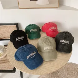 Letter Embroidery Baseball Cap Cotton Retro Washed Denim Baseball Cap Men Women Summer Caps Snapback Cap Male Beach Headdress