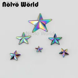 Nolvo World 20-100pcs 6 size 8-10-12-15-20-28mm rainbow cute beautiful five stars pentastar rivet pentagram studs