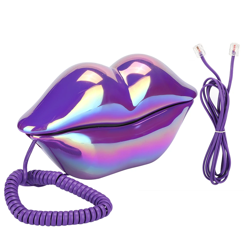 Lips Telephone Electroplate Desktop Landline Phone for  Hotel Decoration Lip Shaped Phones Mouth Telephone mini phone