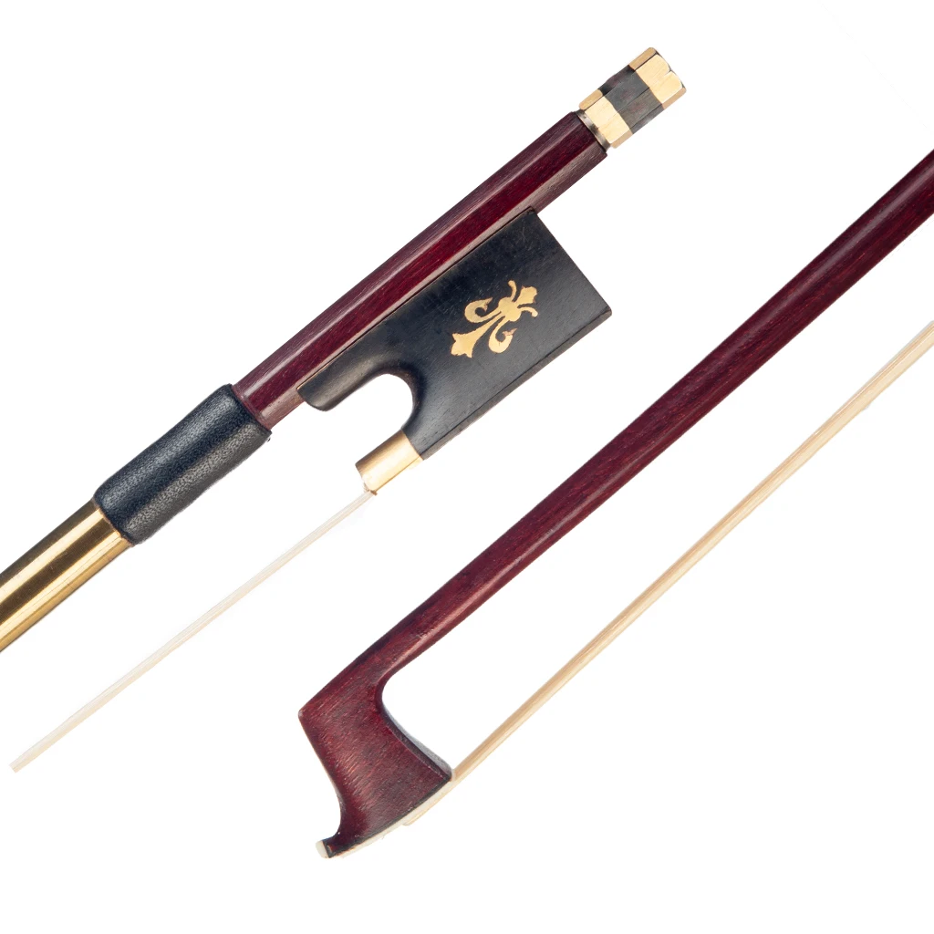 

Brazilwood Bow 4/4 Fiddle/ Violin Bow Round Stick W/ Sheep Skin Grip White Mongolia Horsehair Ebony Frog For Beginner Use