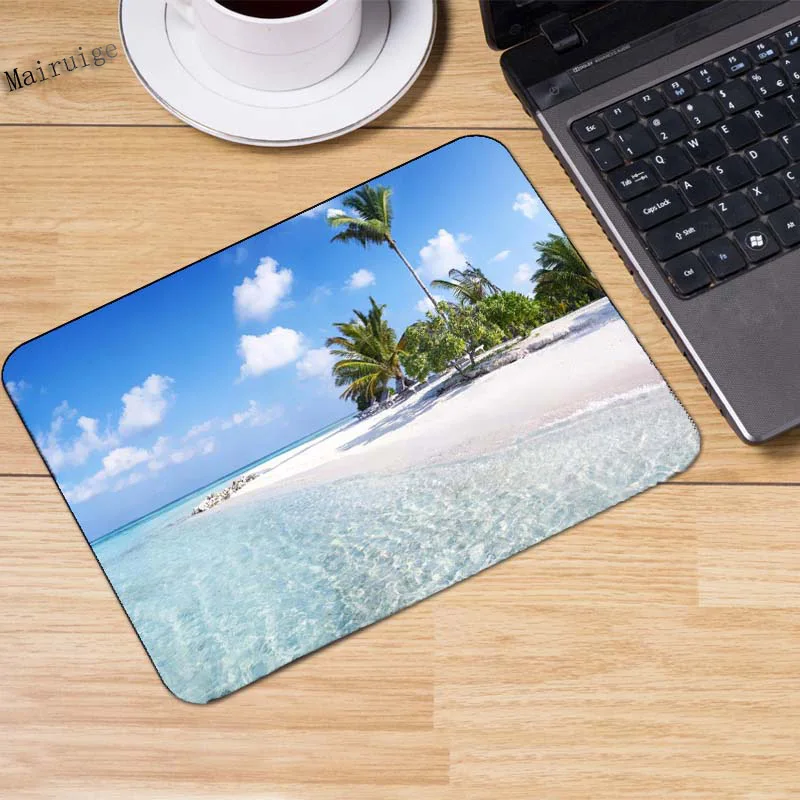 Mairuige Selling Sunshine Beach Coast Sea Palm Trees Mousepad,Custom Rectangle Size Is 220mm*180mm*2mm Table Mat Mouse Pad