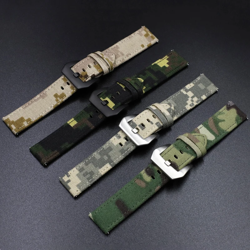 Canvas Watchband 20mm 22mm Camouflage Watch Strap Band Watches Bracelet Pulseira for Men Watch Accessories