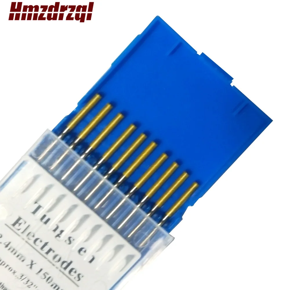 WL15 10Piece Gold Color2.4mm*150mm(Approx.3/32''x6'')Lanthanated Tungsten Electrode Head Tungsten Needle/Rod For Welding Machine