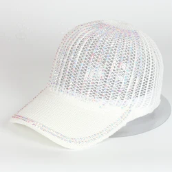 wholesale New Fashion summer rhinestone bling women baseball hats Pierced Embroidered Caps For Ladies