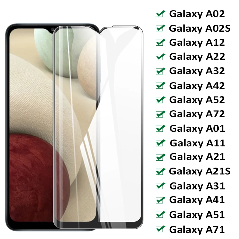 9D Schutz Glas Für Samsung Galaxy A12 A02S A22 A32 A53 A73 A52 A72 Gehärtetem Glas Für Samsung A01 A11 a21S A31 A51 A71 Film