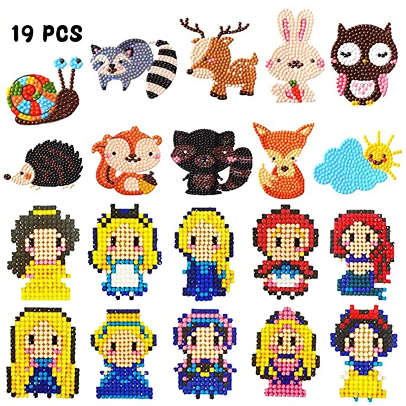 Kits de pintura de diamantes de dibujos animados para niños, Kits de Dotz de diamantes DIY 5D, pintura por números, pegatinas hechas a mano, artes y manualidades para niños