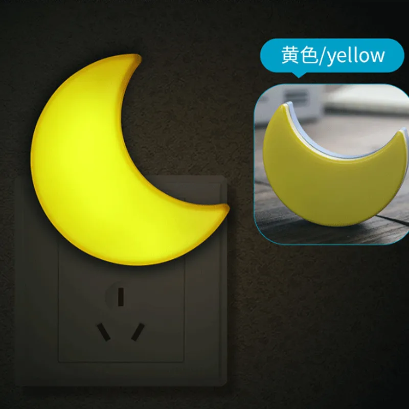 Led Night Light Mushroom moon Wall Socket Lamp  Plug Warm White Light-control Sensor Bedroom Light Home Decoration