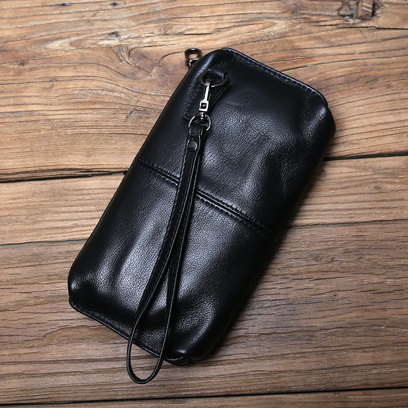 NZPJ männer Leder Lange Brieftasche Erste Schicht Rindsleder Zipper Clutch Tasche Retro Bank Karte Fall Weichem Leder Telefon Fall münze Fall – Detail 14