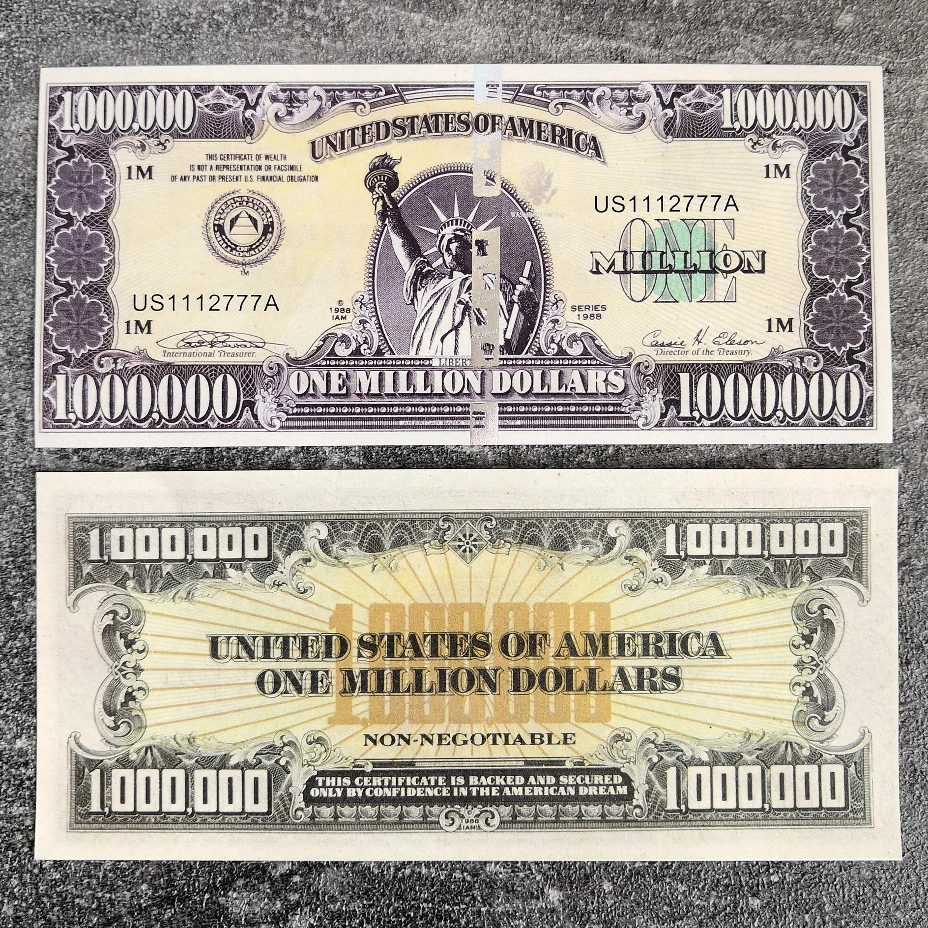 Copy US One Million Dollars Fake Money Paper Bills Banknotes Non-currency Dollar