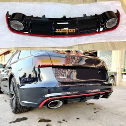 PP Car Rear Bumper Diffuser Lip Spoiler for Audi A6 S-line S6 Hatchback Avant Touring 2015 - 2018 Not for RS6 Bumper Guard