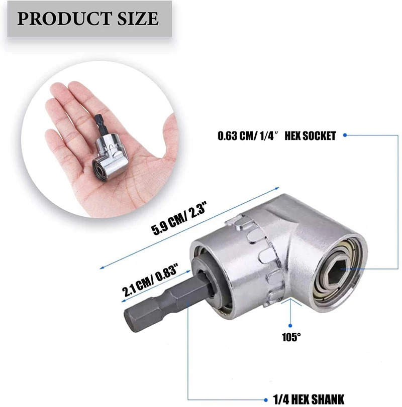 SMARLAN Electric Drill Adapter 360° Rotation Extension Rod 105° Drill Bits Adapter Combination Power Electric Drill Accessories