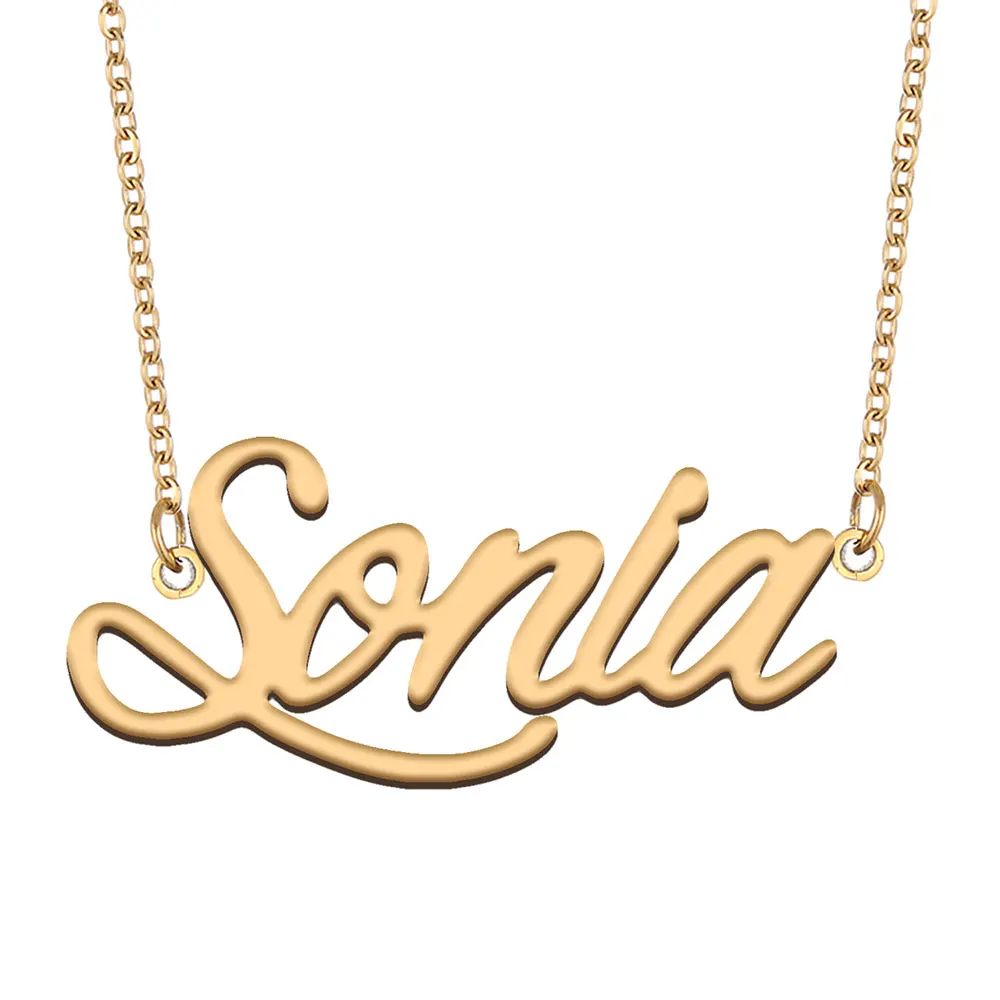 Sonia Name Necklace for Women Personalized Stainless Steel Jewelry Gold Plated Nameplate Pendant Femme Mother Girlfriend Gift